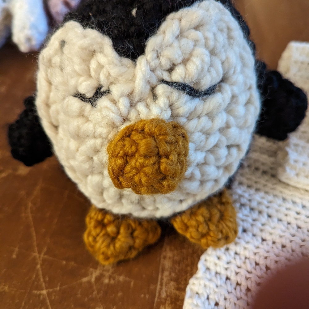 Handcrafted Penguin Plush Toy - Black, White, and Brown